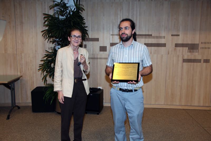Teresa Rodrigo presenting the 2011 Thesis Award to Dr. Pasquale Musella Teresa Rodrigo presenting the 2011 Thesis Award to Dr. Pasquale Musella