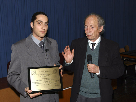 Riccardo Ranieri with his Thesis Award plaque. Riccardo Ranieri with his Thesis Award plaque.