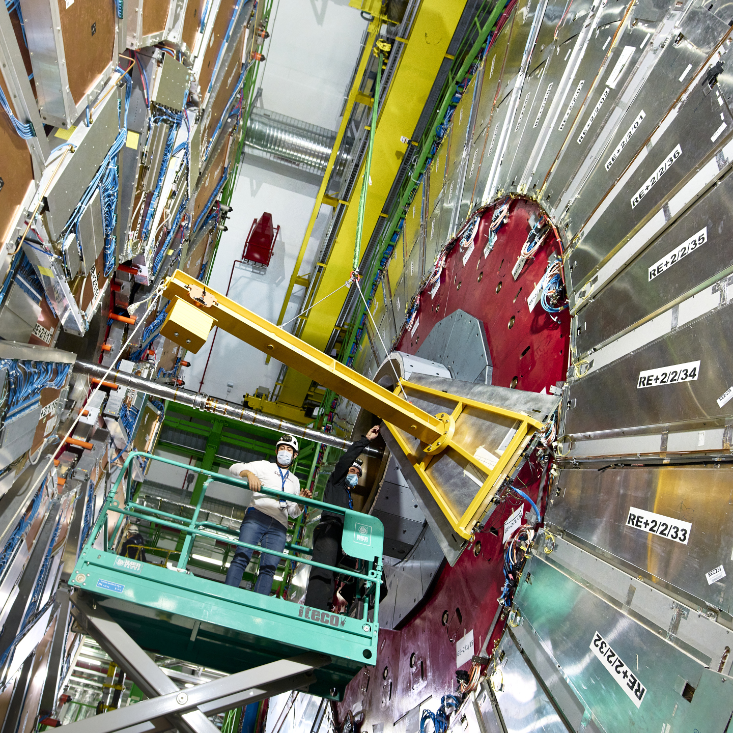 GE2/1 demonstrator being maneuvered into place on the CMS experiment