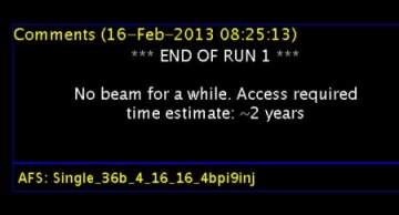 The final screen on LHC Page 1 before the two-year shutdown (Image: CERN)