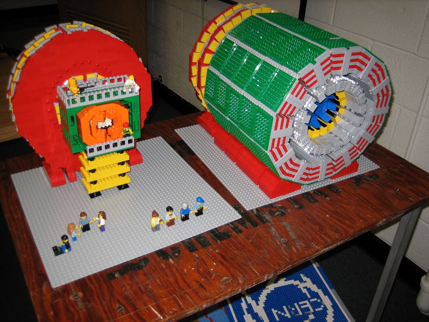Lego CMS detector including endcaps, HF, CASTOR, and some Maryland personnel.
