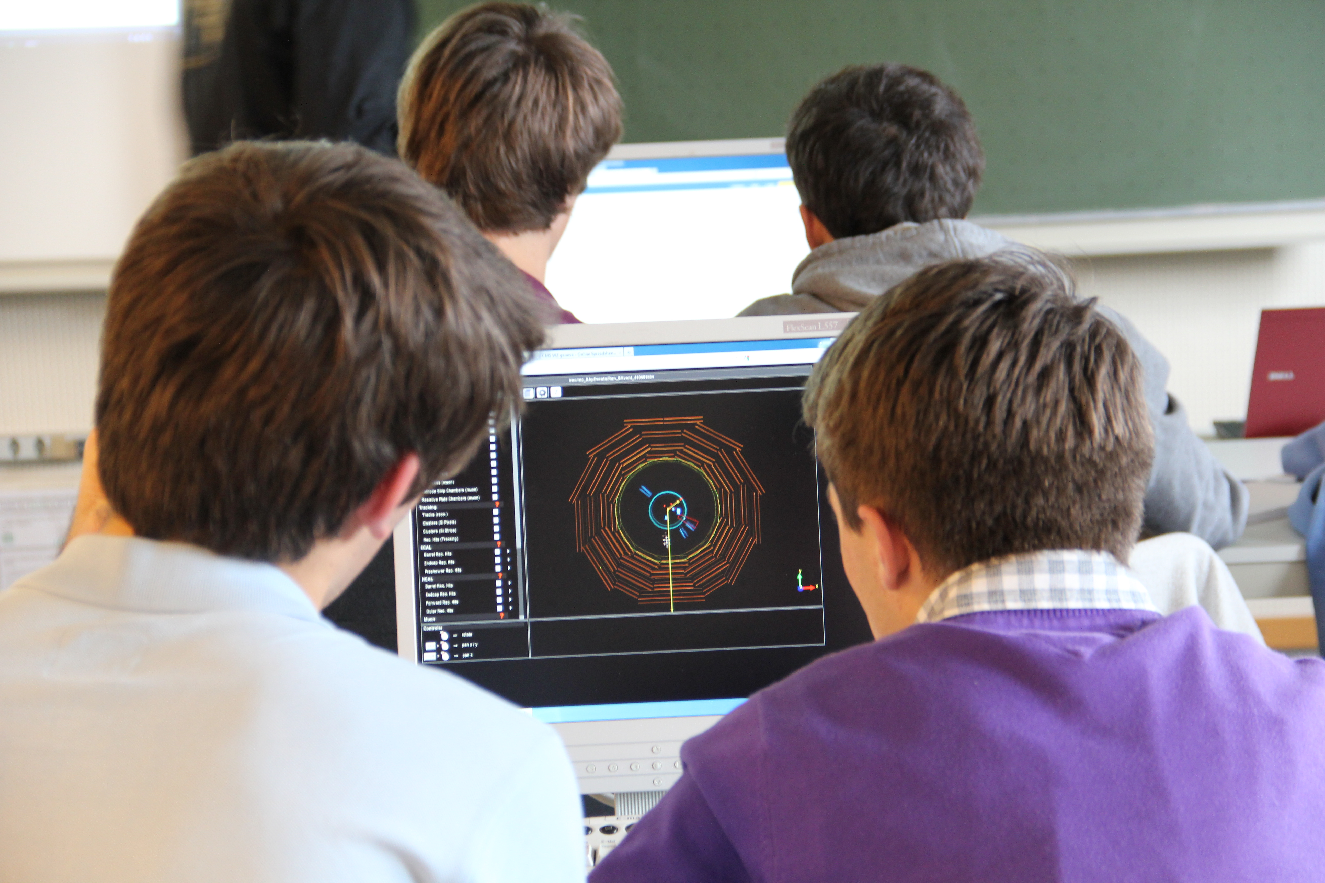 High-school students analysing CMS open data as part of the Physics Masterclasses. Photo credit: Marzena Lapka