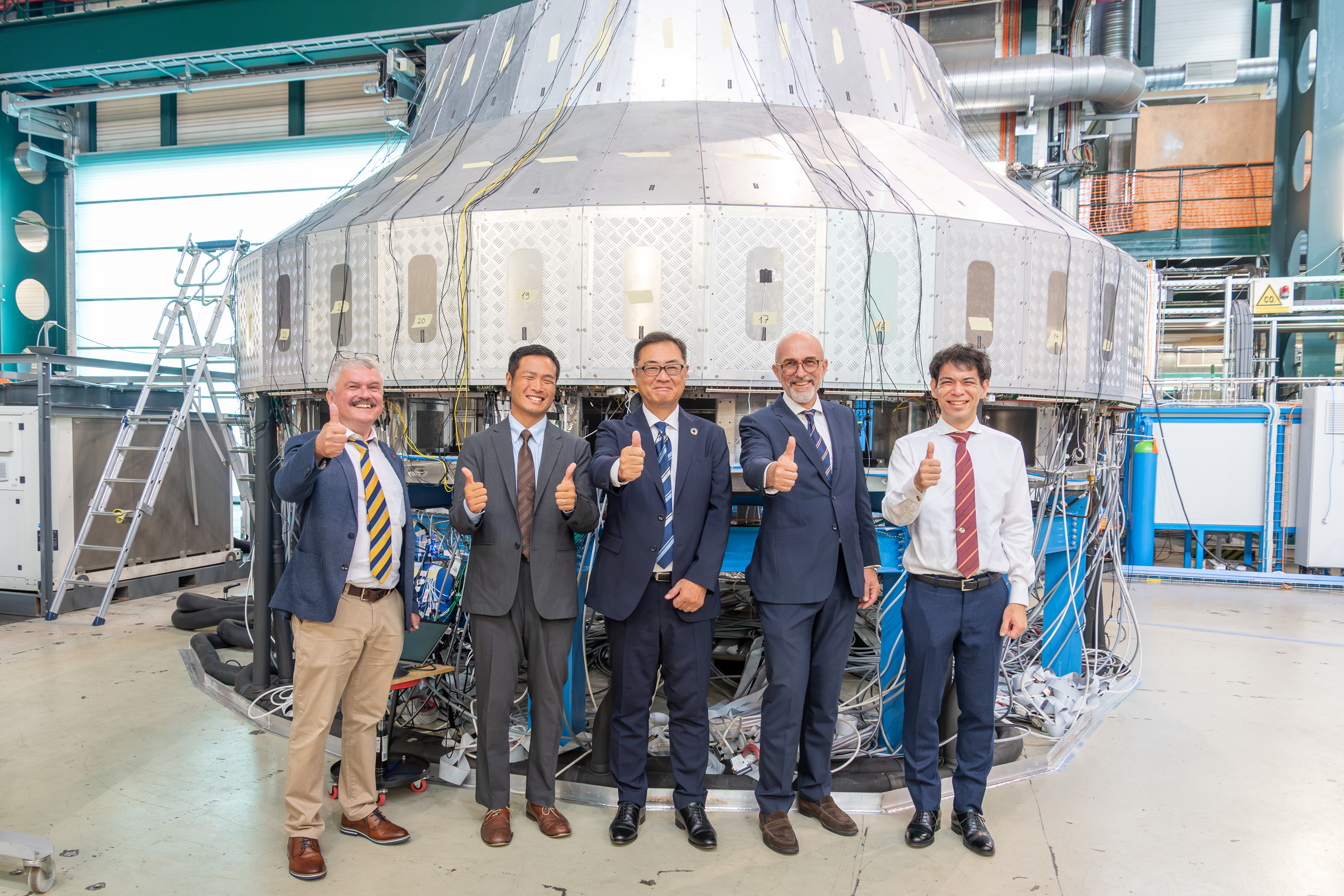 CMS & Hamamatsu Representaitves in front of the HGCAL absorber structure