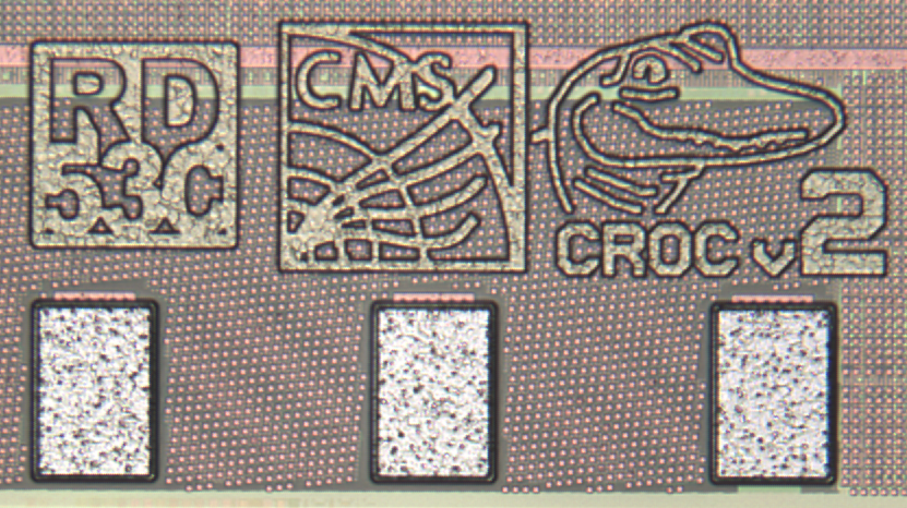A view of the right corner of the CROCv2 with logos.