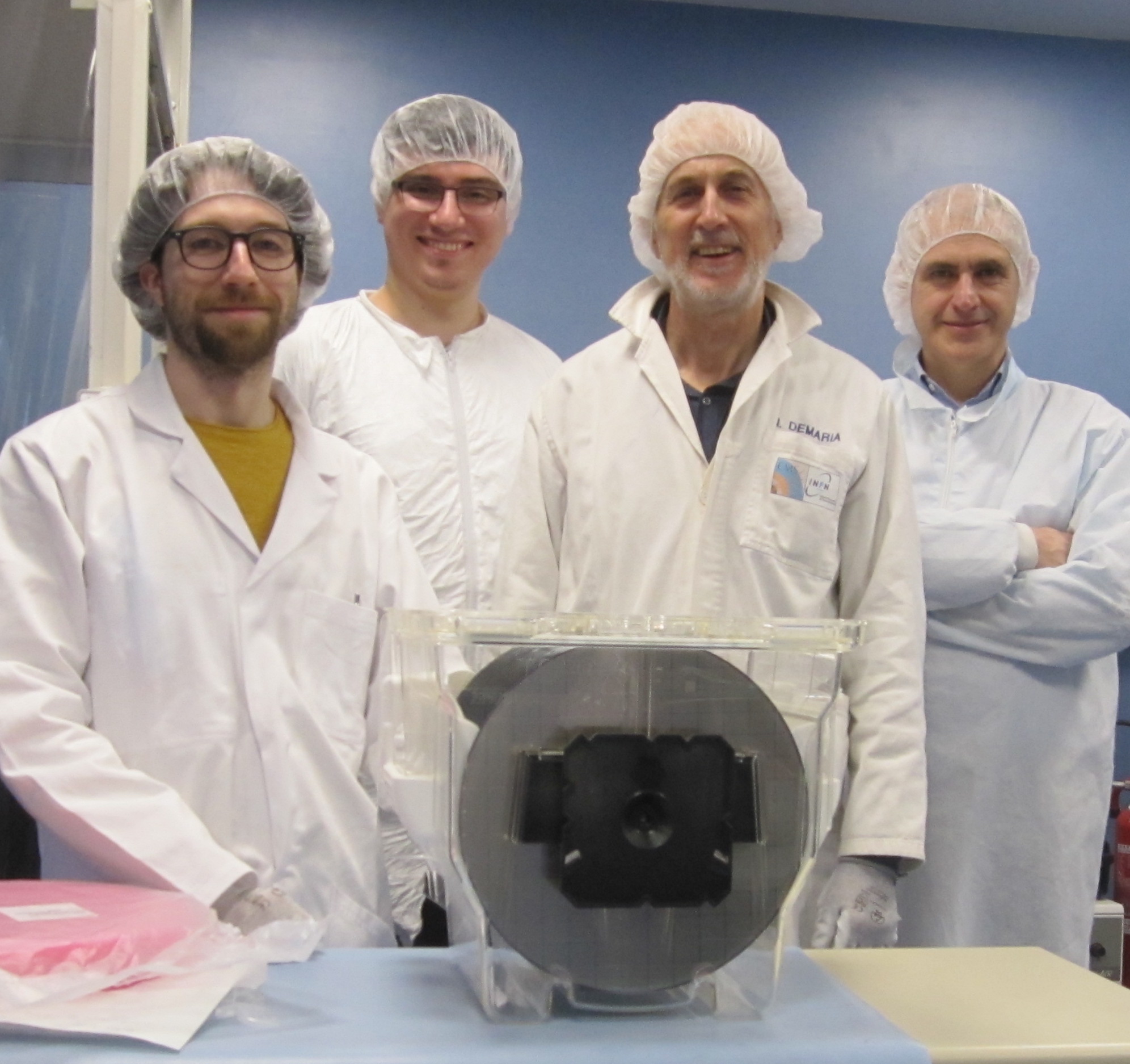 Some of the team during wafer level testing of the CROCv2 chip engineering run.