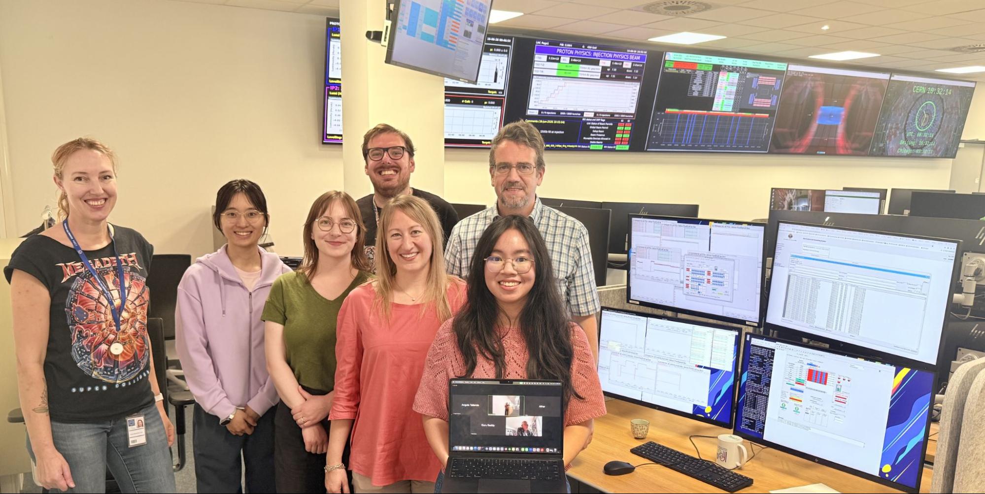 The pixel and strip detector operations teams after the detectors were switched off for the final time, bringing an era of CMS tracking to a close, June 2026. [Credits: Jérôme Daguin] 