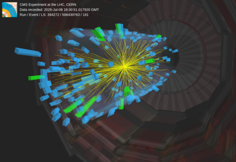 A candidate data event recorded by the CMS detector.